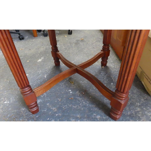 62 - Oval Low Table Mahogany Reeded Tapering Supports Approximately 22 Inches Wide x 21 Inches High