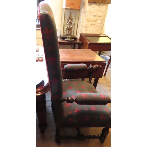 625 - Generous Form Baronial Armchair Attractively Upholstered Hound Motif Carved Arm Rests Above Turn Sup... 