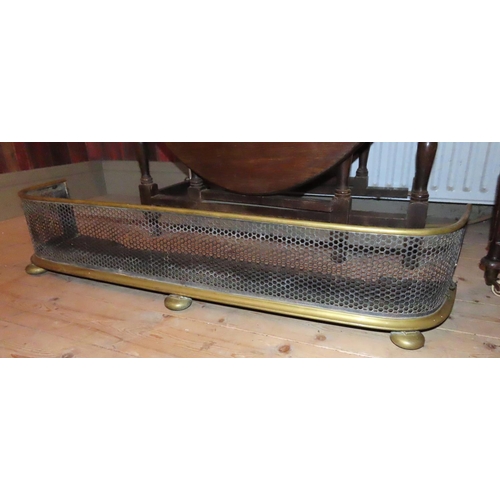 628 - Victorian Cast Brass Fire Fender Bun Supports Approximately 4ft Wide