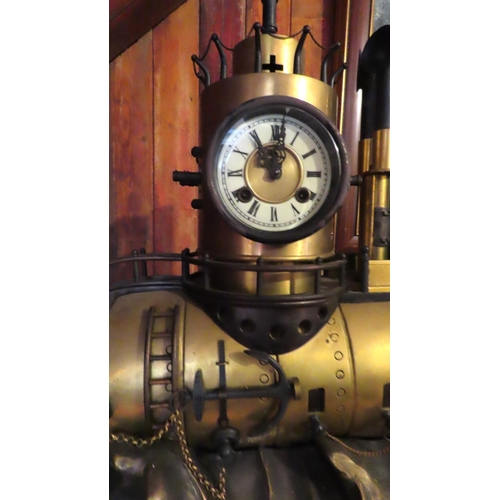 629 - Unusual Submarine Motif Clock Attractively Detailed Approximately 32 Inches Wide