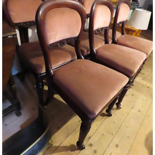 634 - Set of Six Irish William IV Mahogany Dining Chairs Turned Supports