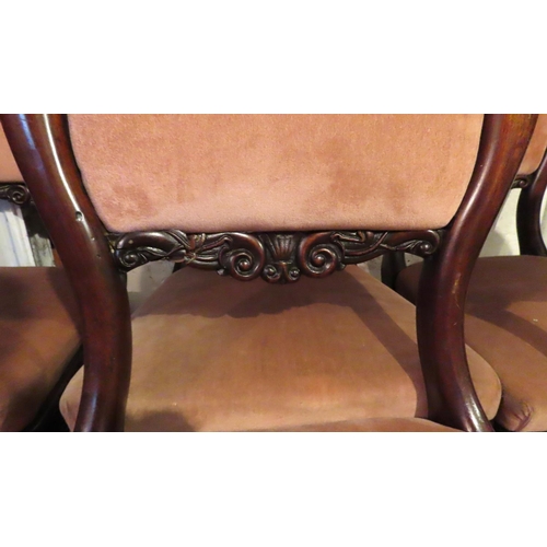 634 - Set of Six Irish William IV Mahogany Dining Chairs Turned Supports