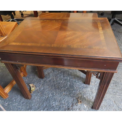 64 - Pair of Mahogany Occasional Tables Graduated Form Cross Bounded Decoration Largest Approximately 22 ... 