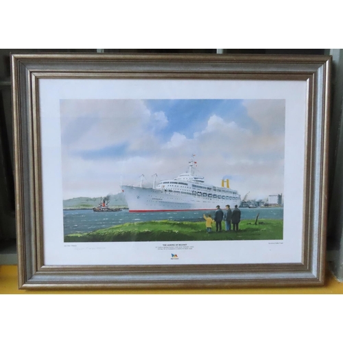 641 - Philip J Williamson The Leaving of Belfast Fine Art Lithograph Contained Within Silver Gilt Frame Si... 