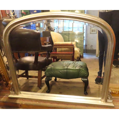 647 - Silver Gilt Overmantle Mirror Archtop Approximately 34 Inches Wide x 30 Inches High