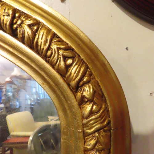 648 - Gilded Overmantle Mirror Upper Cartouche Decoration Approximately 50 Inches Wide x 52 Inches High