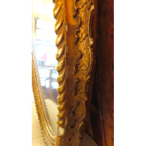 658 - Large Oval Form Gilded Wall Mirror Approximately 4ft High