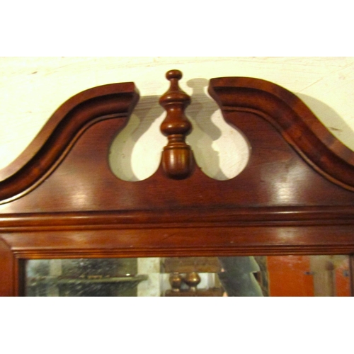 660 - Mahogany Federal Mirror Upper Pediment Decoration Approximately 3ft 6 Inches High