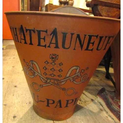 663 - Chateauneuf Du Pape Pair of Metal Wine Grape Gathering Bins Tapering Form Polychrome Decorated Each ... 