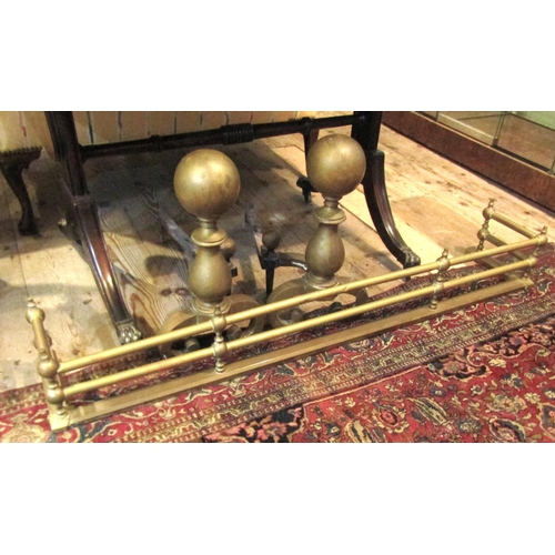 664 - Edwardian Cast Brass Twin Rail Fire Fender 4ft 6 Inches Wide