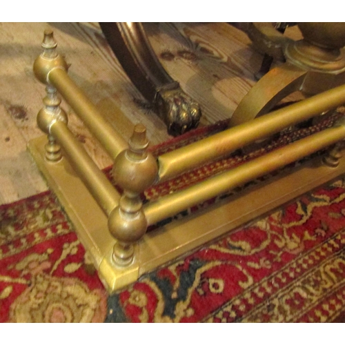 664 - Edwardian Cast Brass Twin Rail Fire Fender 4ft 6 Inches Wide