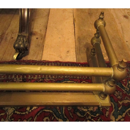 664 - Edwardian Cast Brass Twin Rail Fire Fender 4ft 6 Inches Wide