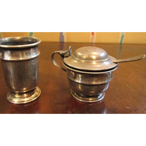 758 - Silver Cruet Hinged Cover with Silver Spirit Tot