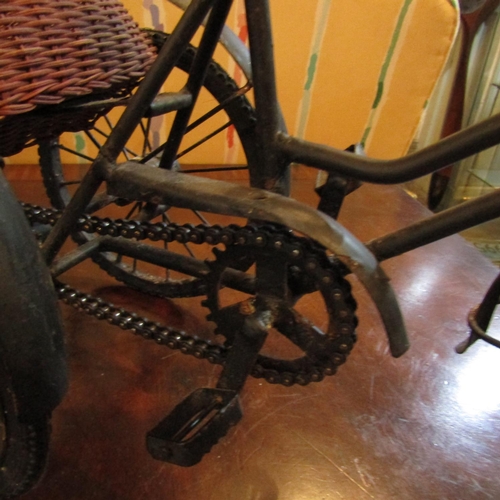 761 - Vintage Metal Tricycle Working Order with Metal Chain Salesmans Sample Approximately 9 Inches High x... 