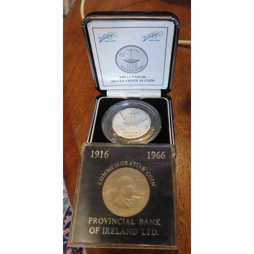 789 - Millennium Silver Proof One Punt Coin Mint Original Presentation Box Present and Silver Commemorativ... 