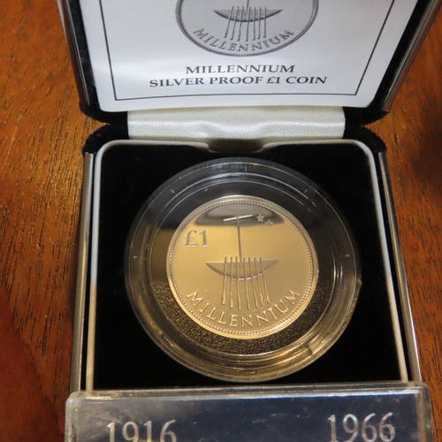 789 - Millennium Silver Proof One Punt Coin Mint Original Presentation Box Present and Silver Commemorativ... 