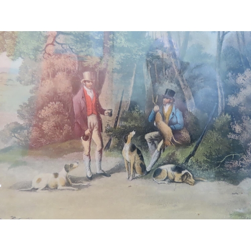 879 - Shooting Scene Coloured Engraving Published by Ackermann 1823 Approximately 16 Inches High x 18 Inch... 