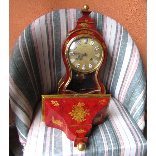 884 - St Aubin Swiss Clock Hand Painted 18 Inches High Approximately Including Stand