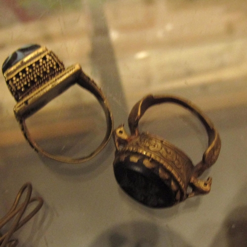 928 - Two Italian Rings and Commemorative Cross Possibly French