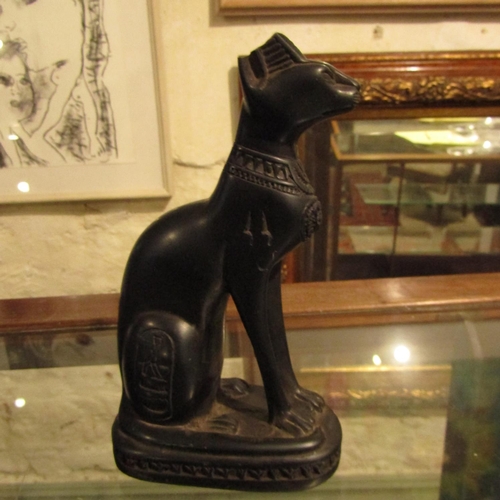 931 - Egyptian Carved Figure Seated Cat Approximately 6 Inches High