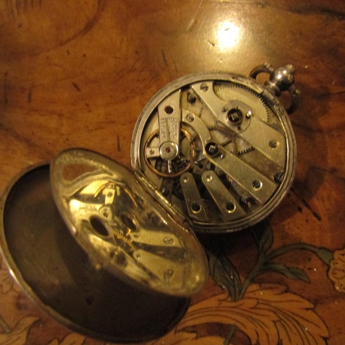 939 - Silver Cased Pocket Watch Roman Numeral Decorated Dial