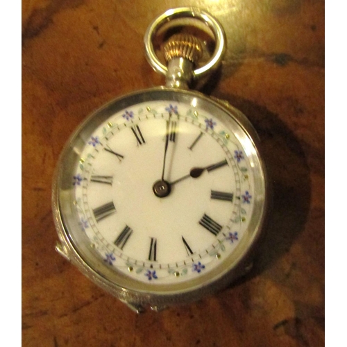 940 - Silver Cased Pocket Watch Roman Numeral Decorated Dial