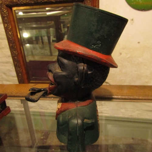 955 - Old Cast Iron Money Bank Figure with Top Hat Approximately 5 Inches High