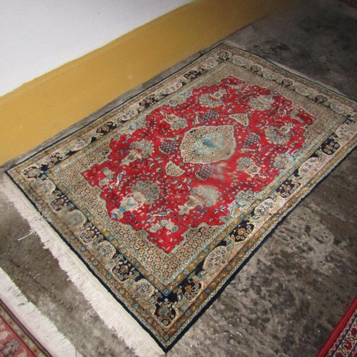 958 - Persian Pure Wool and Silk Rug 5ft 6 Inches Long x 3ft 6 Inches Wide