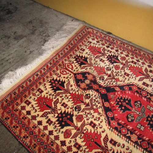 960 - Afghan Silk on Wool Rug Finely Detailed with Silk Base 6ft 8 Inches Long x 3ft 11 Inches Wide