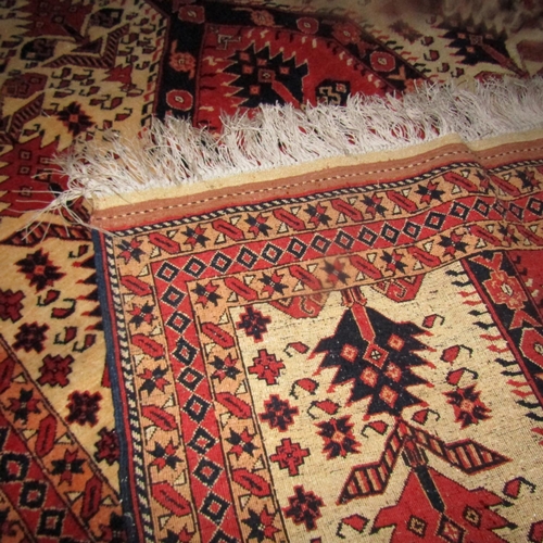 960 - Afghan Silk on Wool Rug Finely Detailed with Silk Base 6ft 8 Inches Long x 3ft 11 Inches Wide