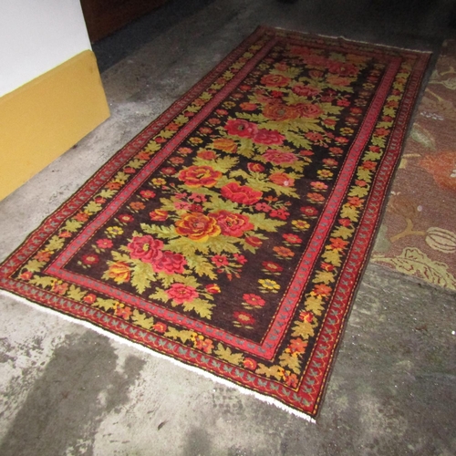 962 - Vintage Karabagh Pure Wool Rug Floral Pattern Attractively Detailed 9ft Long x 4ft 4 Inches Wide