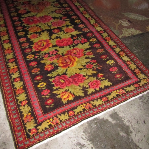 962 - Vintage Karabagh Pure Wool Rug Floral Pattern Attractively Detailed 9ft Long x 4ft 4 Inches Wide