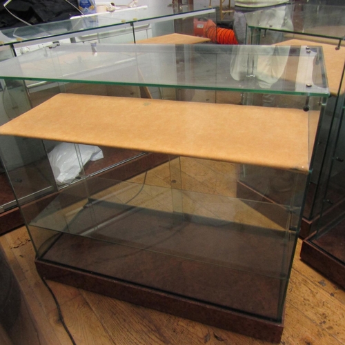 968 - Modern Jewellery Display Cabinet Burr Walnut Base Attractively Detailed Good Original Condition 3ft ... 