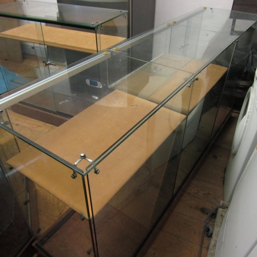 970 - Modern Jewellery Display Cabinet Burr Walnut Base Attractively Detailed Good Original Condition 6ft ... 