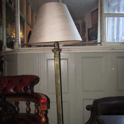 979 - Cast Brass Standard Lamp Pedestal Form with Shade