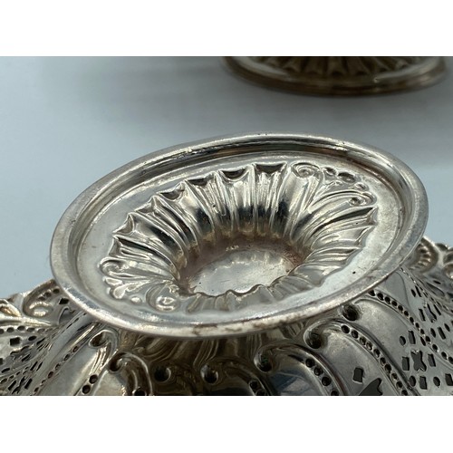 558 - Pair of Silver Bon Bon Dishes Attractively Detailed Each Approximately 10cm Wide