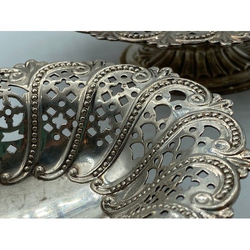 558 - Pair of Silver Bon Bon Dishes Attractively Detailed Each Approximately 10cm Wide