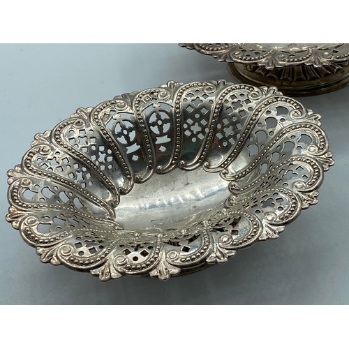 558 - Pair of Silver Bon Bon Dishes Attractively Detailed Each Approximately 10cm Wide