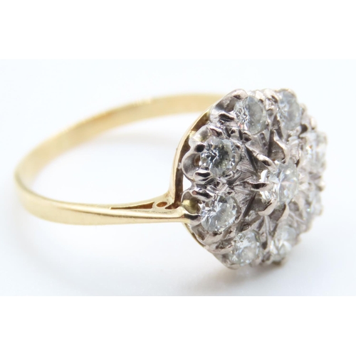 10 - Ladies Diamond Cluster Ring Set in 18 Carat Yellow Gold Ring Size N 1.20 Total Carat Diamond Weight ... 