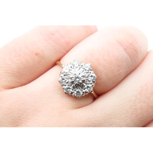 10 - Ladies Diamond Cluster Ring Set in 18 Carat Yellow Gold Ring Size N 1.20 Total Carat Diamond Weight ... 