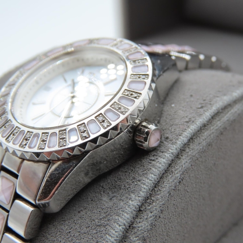 108 - Dior Ladies Watch with Diamond and Pearl Details Box Present