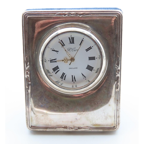 115 - Silver Cased Desk Clock 6.5cm High by Carr