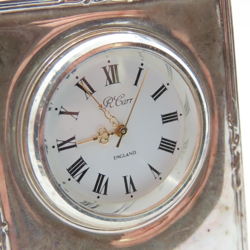 115 - Silver Cased Desk Clock 6.5cm High by Carr