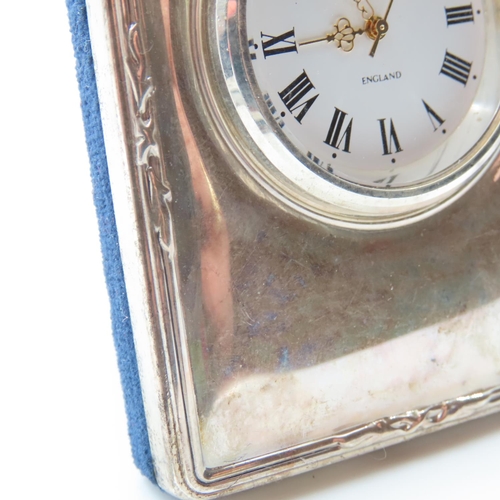 115 - Silver Cased Desk Clock 6.5cm High by Carr