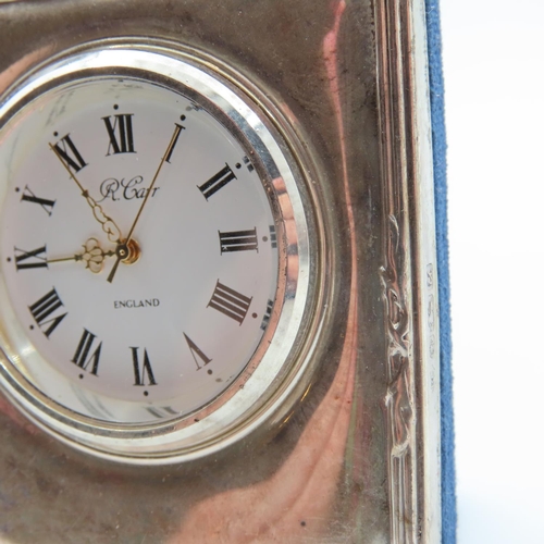 115 - Silver Cased Desk Clock 6.5cm High by Carr