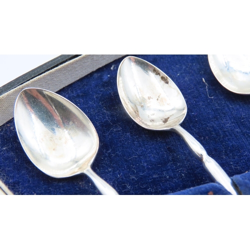 120 - Set of Six Silver Tea Spoons Each 9cm Long with Original Presentation Case