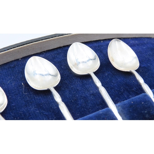 120 - Set of Six Silver Tea Spoons Each 9cm Long with Original Presentation Case