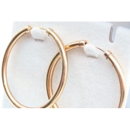 130 - Pair of 9 Carat Yellow Gold Hoop Earrings 4cm Diameter