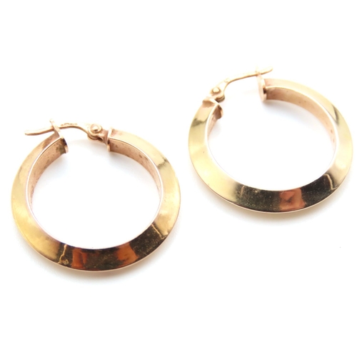 132 - Pair of 9 Carat Yellow Gold Hoop Earrings 2.5cm Diameter