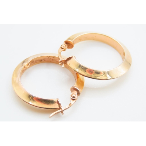 132 - Pair of 9 Carat Yellow Gold Hoop Earrings 2.5cm Diameter